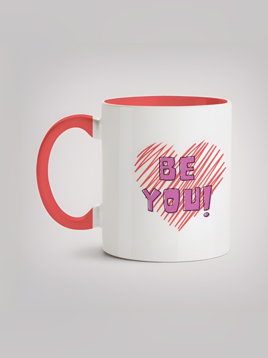 

MOTIVATE BOX White & Red Printed Ceramic Glossy Mugs 330 ml
