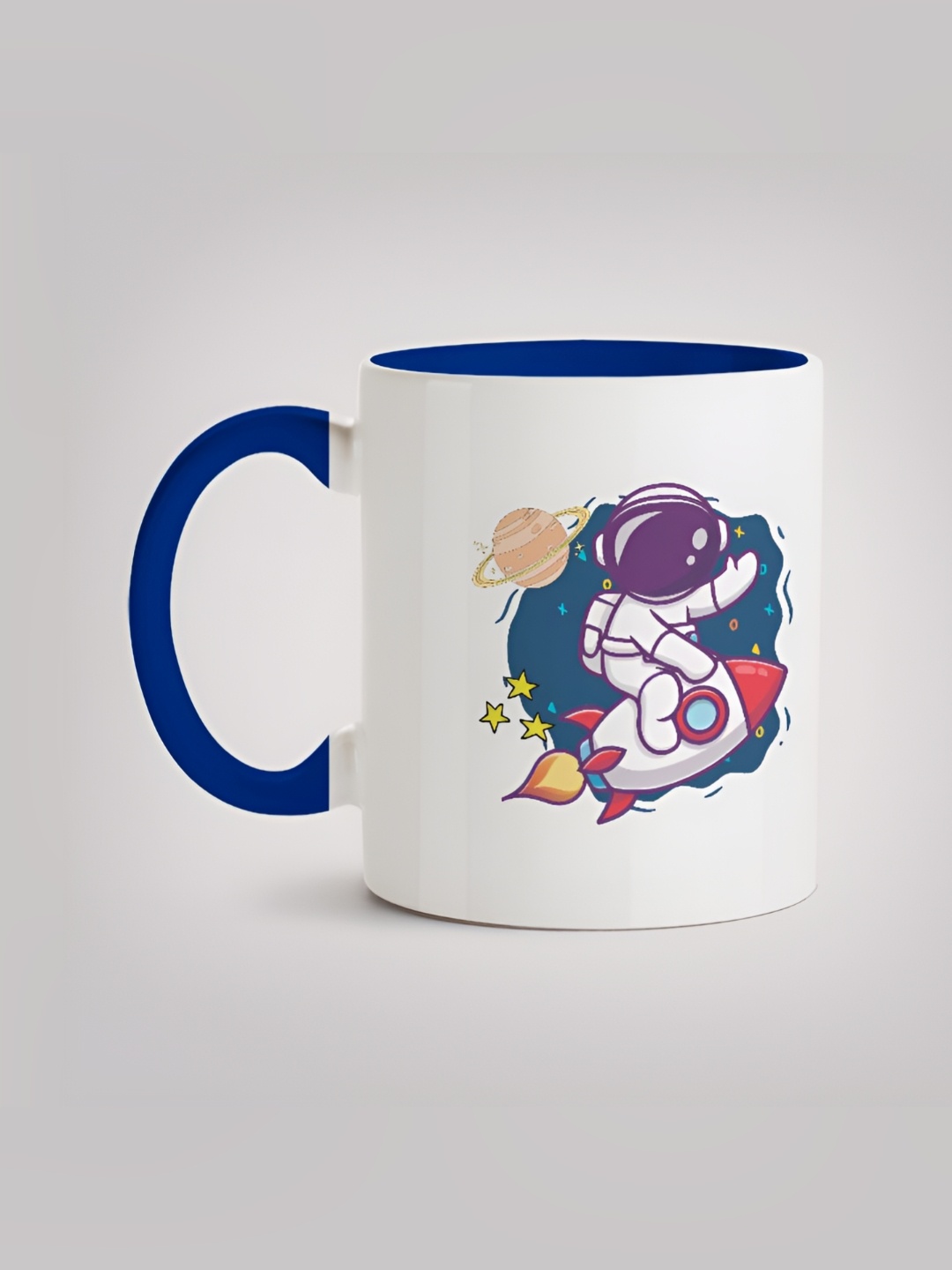 

MOTIVATE BOX White & Blue Printed Glossy Ceramic Mugs 330 ml