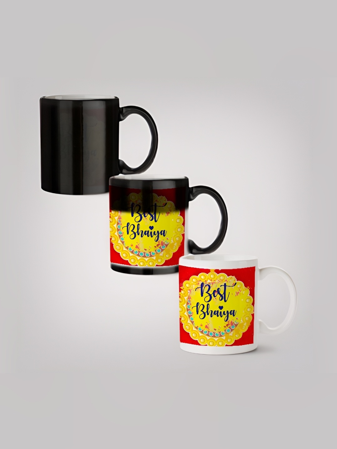 

MOTIVATE BOX White & Red Printed Ceramic Glossy Mugs Set of Cups and Mugs