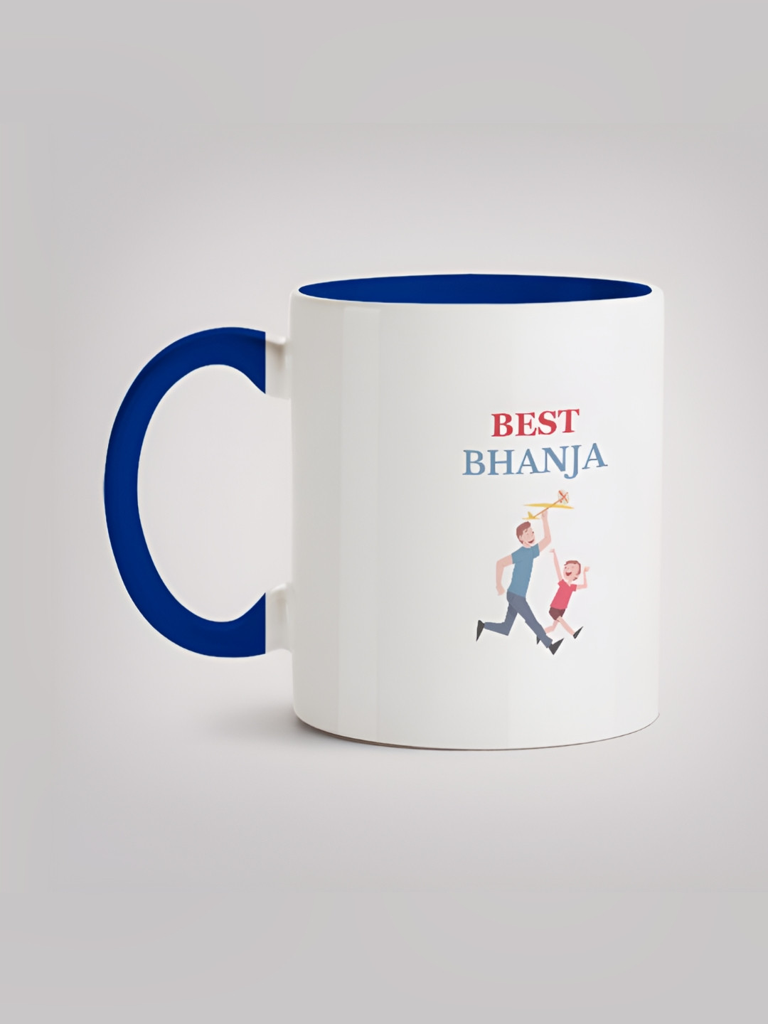 

MOTIVATE BOX White & Blue Printed Ceramic Glossy Mugs 330 ml