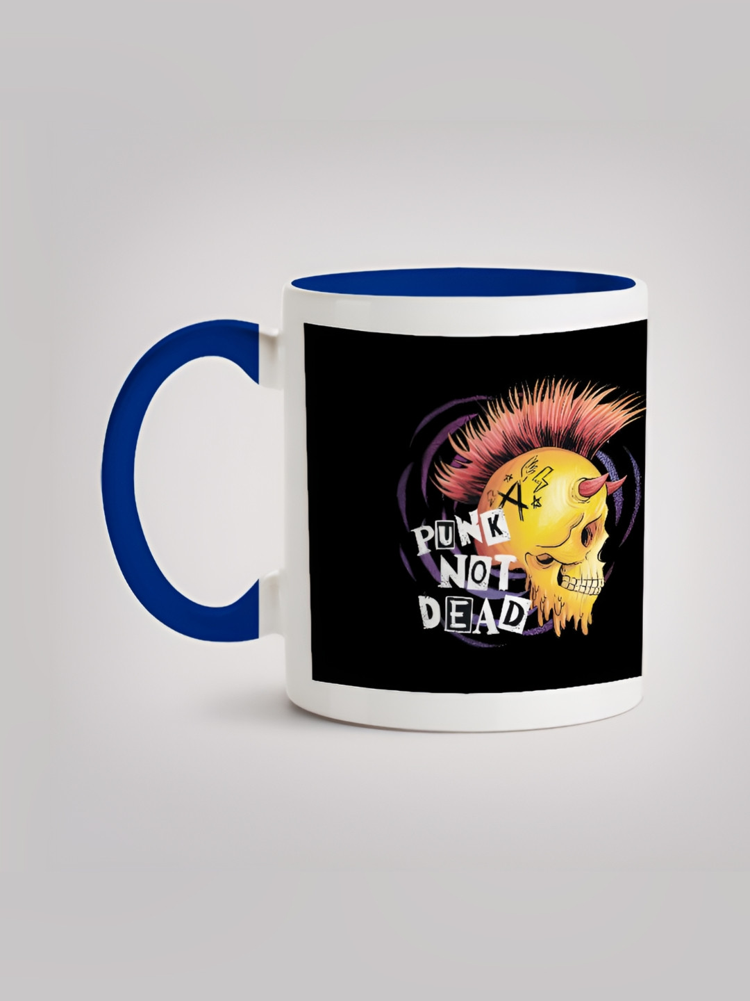

MOTIVATE BOX White & Blue Printed Ceramic Glossy Mug 330 ml