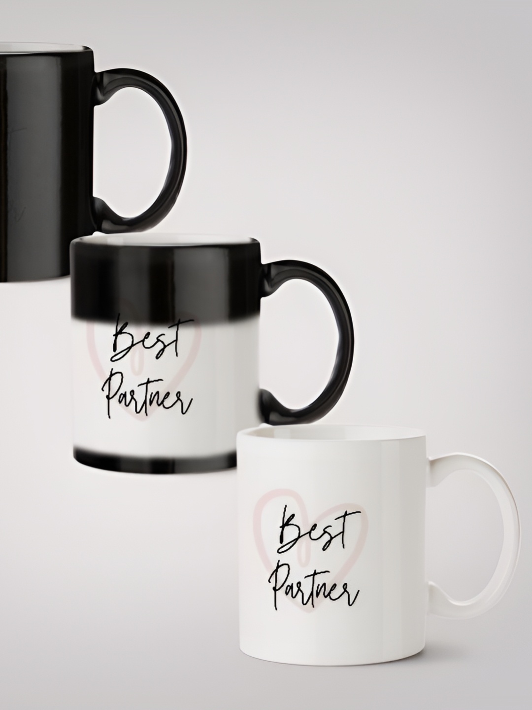 

MOTIVATE BOX White & Black Printed Ceramic Microwave Safe Glossy Mugs 330 ml