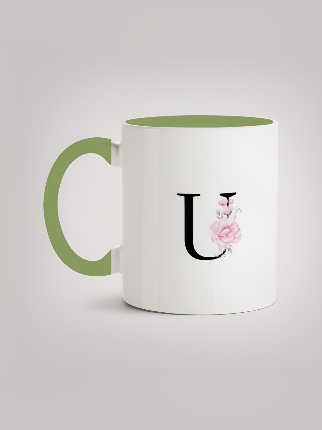 

MOTIVATE BOX White & Green Printed Ceramic Glossy Mugs 330 ml