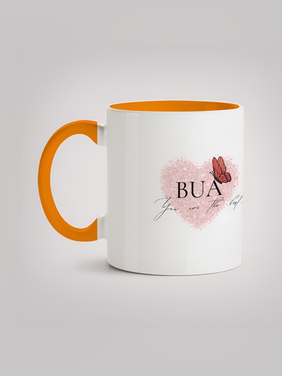 

MOTIVATE BOX White & Orange Printed Glossy Ceramic Mugs 330 ml