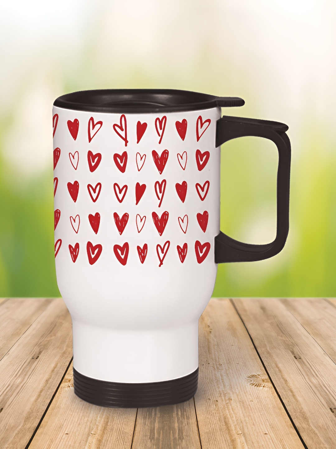 

MOTIVATE BOX White & Red Printed Stainless Steel Glossy Mugs Set of Cups and Mugs