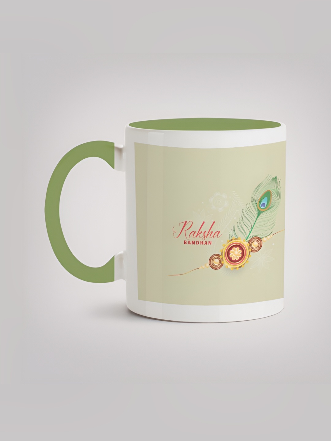 

MOTIVATE BOX White & Green Printed Ceramic Glossy Mugs 330 ml
