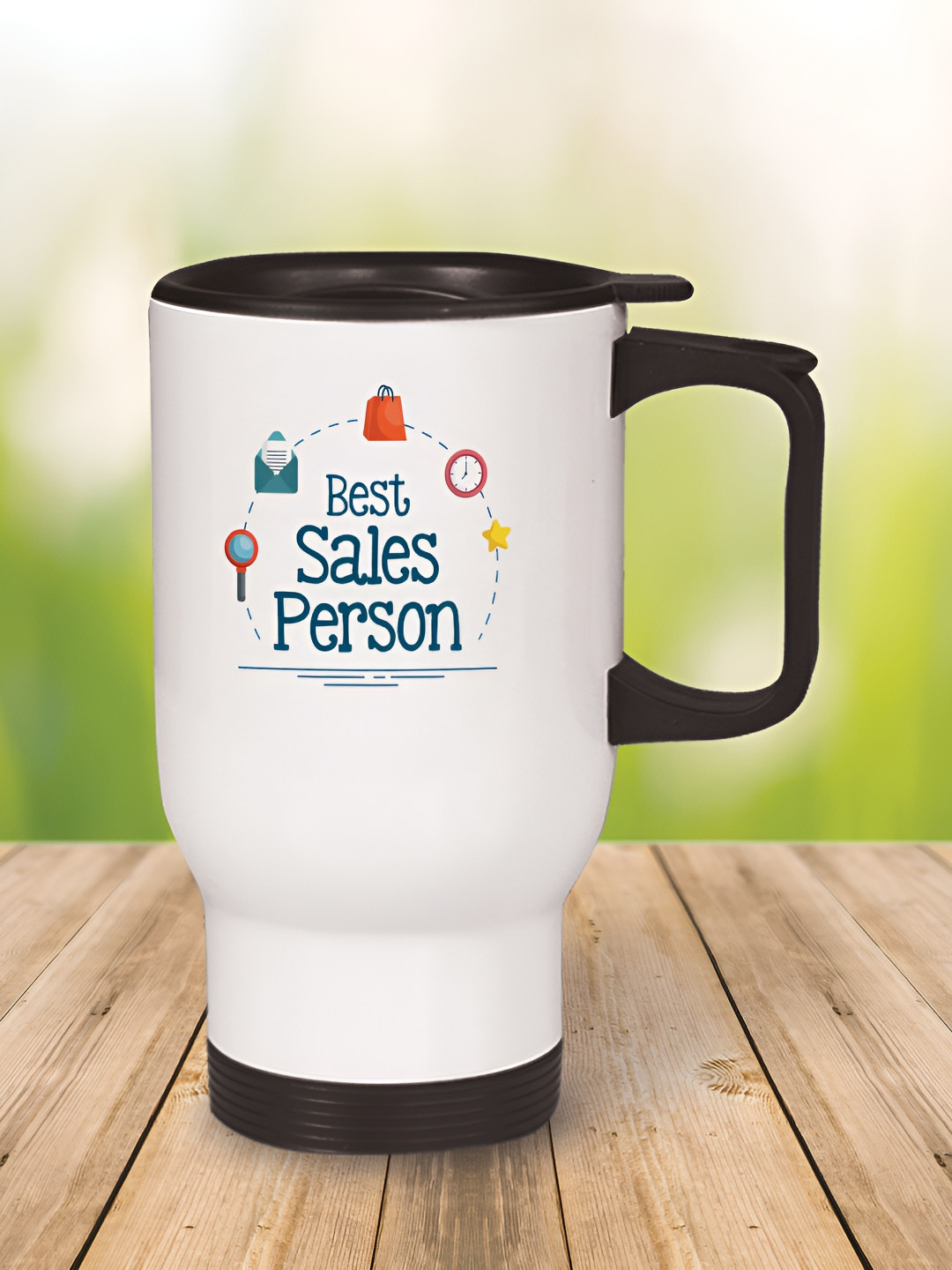 

MOTIVATE BOX White & Blue Text or Slogans Printed Stainless Steel Glossy Mugs Set of Cups and Mugs