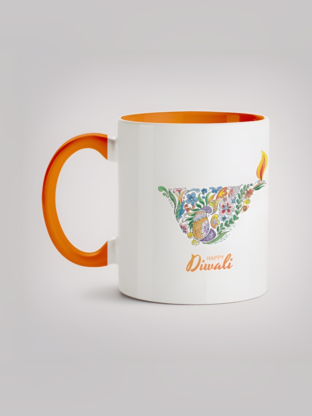 

MOTIVATE BOX White & Orange Printed Ceramic Glossy Mug 330 ml