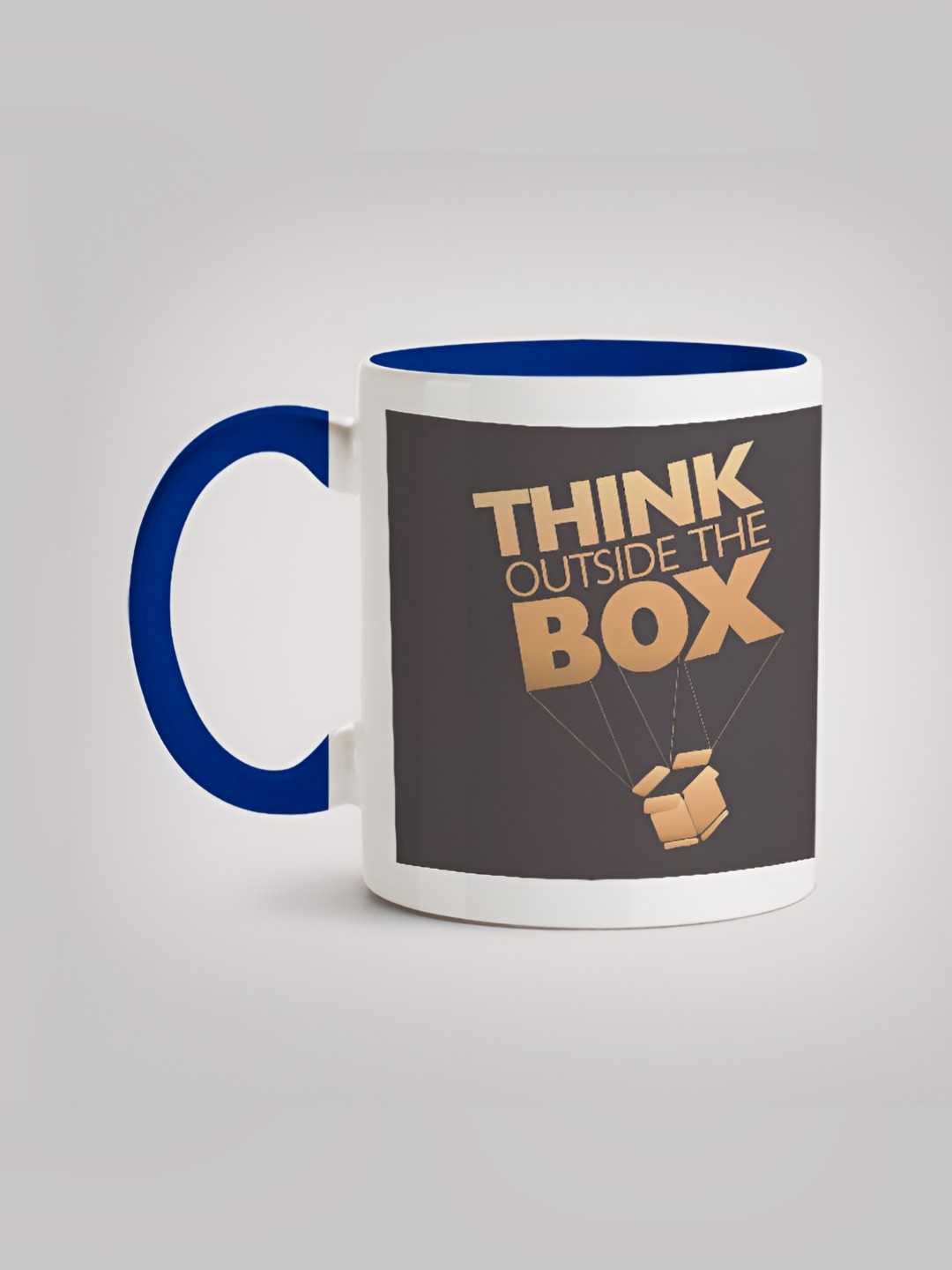 

MOTIVATE BOX White & Blue Printed Ceramic Microwave Safe Glossy Mugs 330 ml