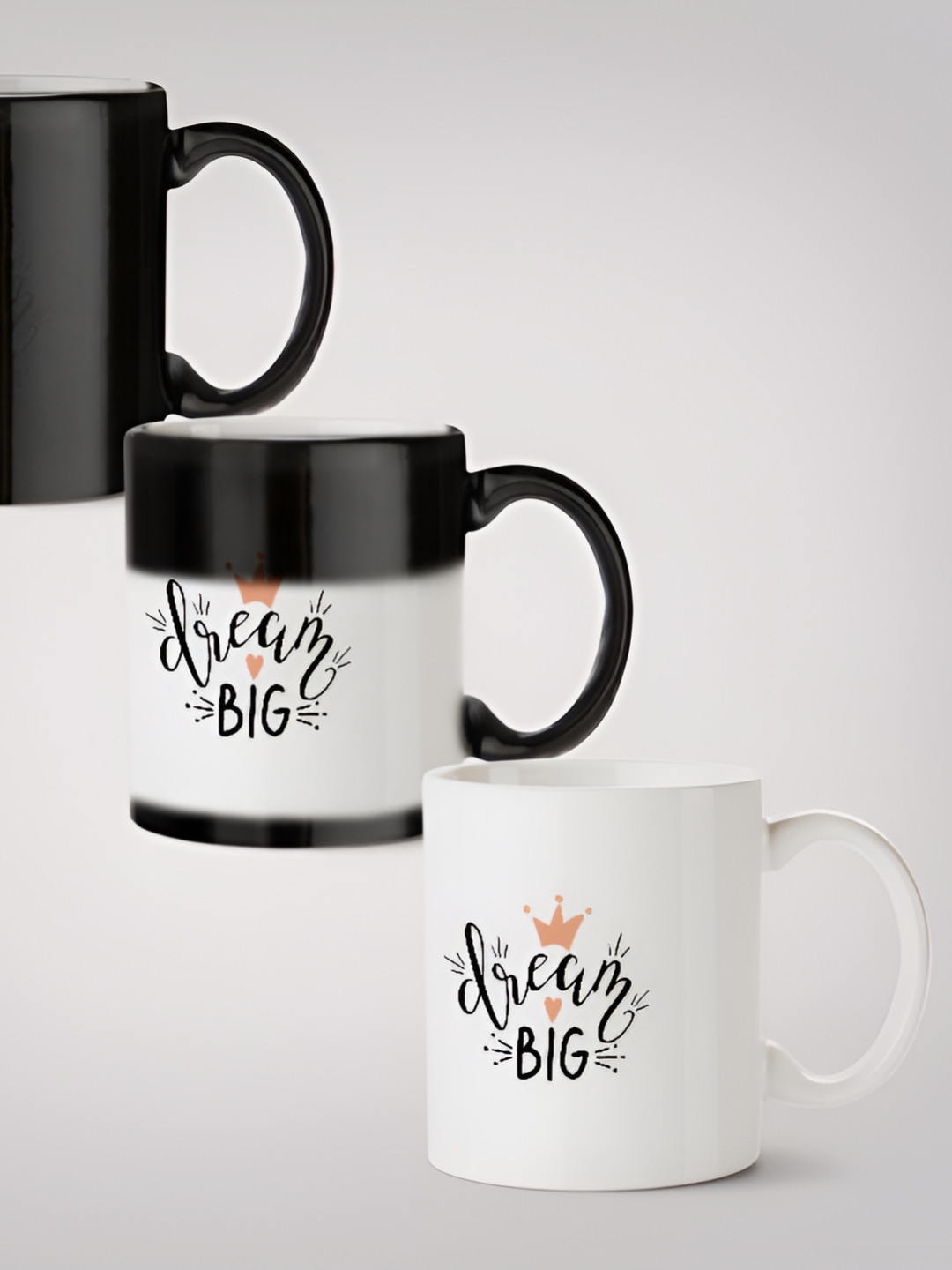 

MOTIVATE BOX White & Black Printed Ceramic Microwave Safe Glossy Mugs 330 ml