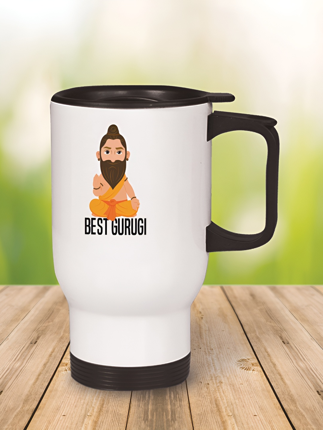

MOTIVATE BOX White & Black Printed Stainless Steel Glossy Mug 450ml
