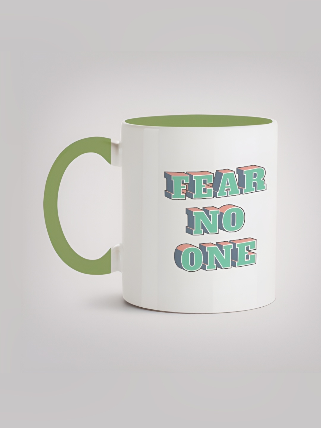 

MOTIVATE BOX Green & White Printed Ceramic Microwave Safe Glossy Mugs 330 ml