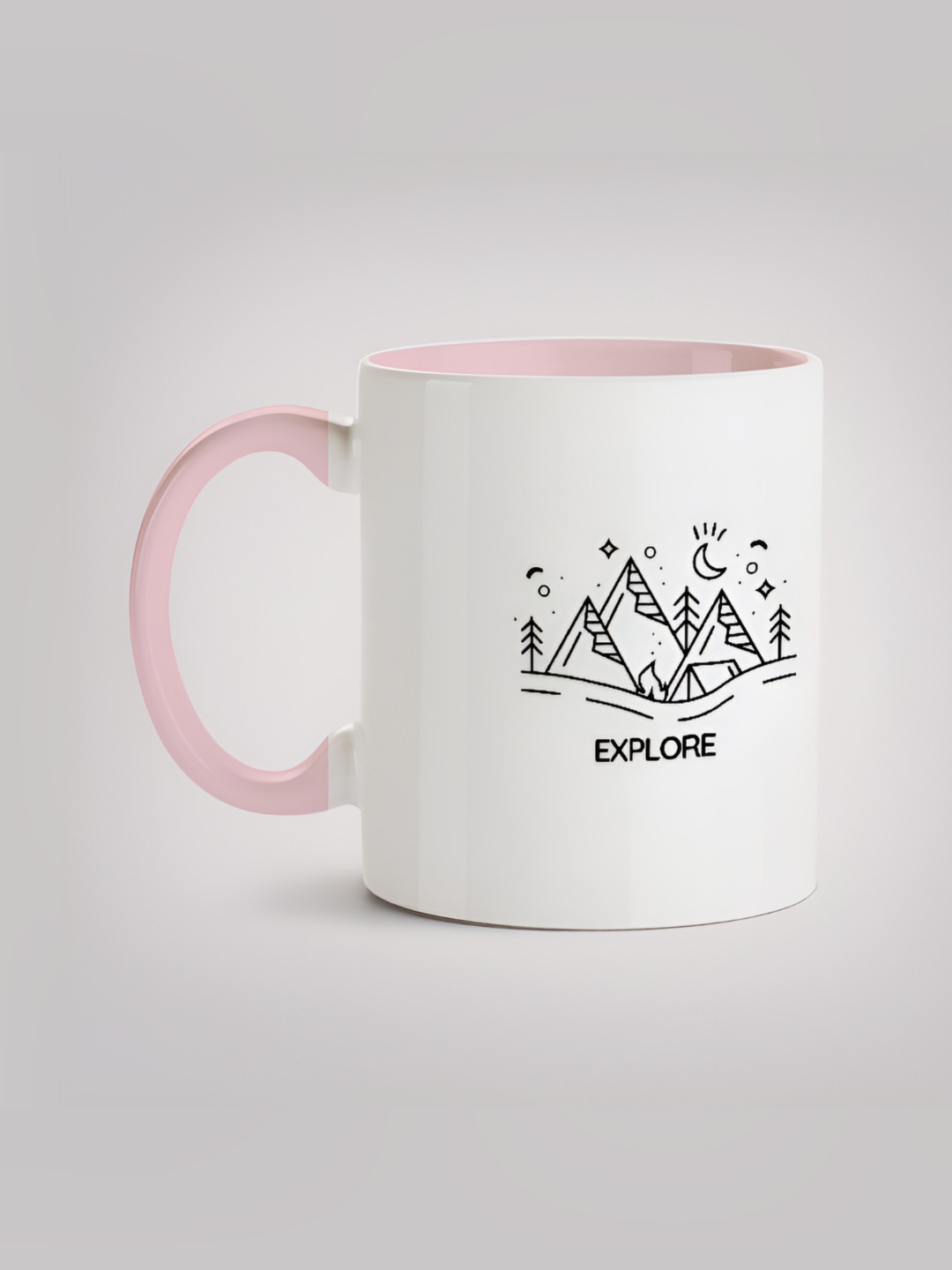 

MOTIVATE BOX White & Pink Printed Ceramic Glossy Mugs 330 ml
