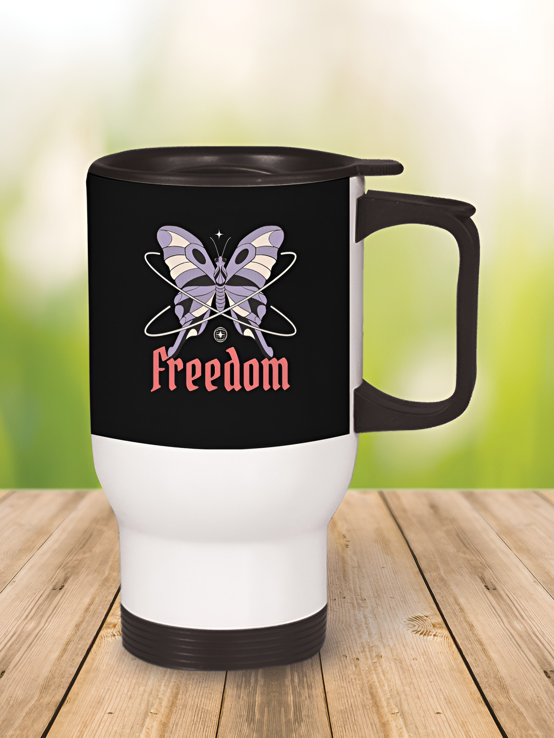 

MOTIVATE BOX Black & White Stainless Steel Printed Mugs 450 ml