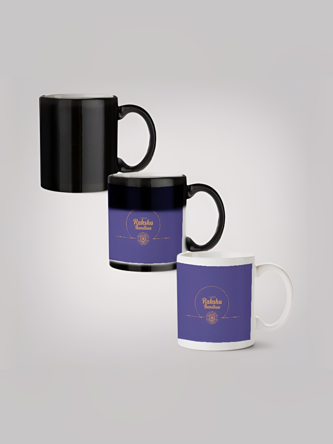 

MOTIVATE BOX Purple & Black Printed Ceramic Microwave Safe Glossy Mugs 330 ml