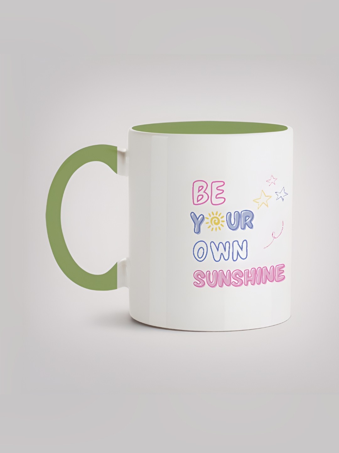 

MOTIVATE BOX White & Green Printed Ceramic Microwave Safe Glossy Finished Mug 330 ml