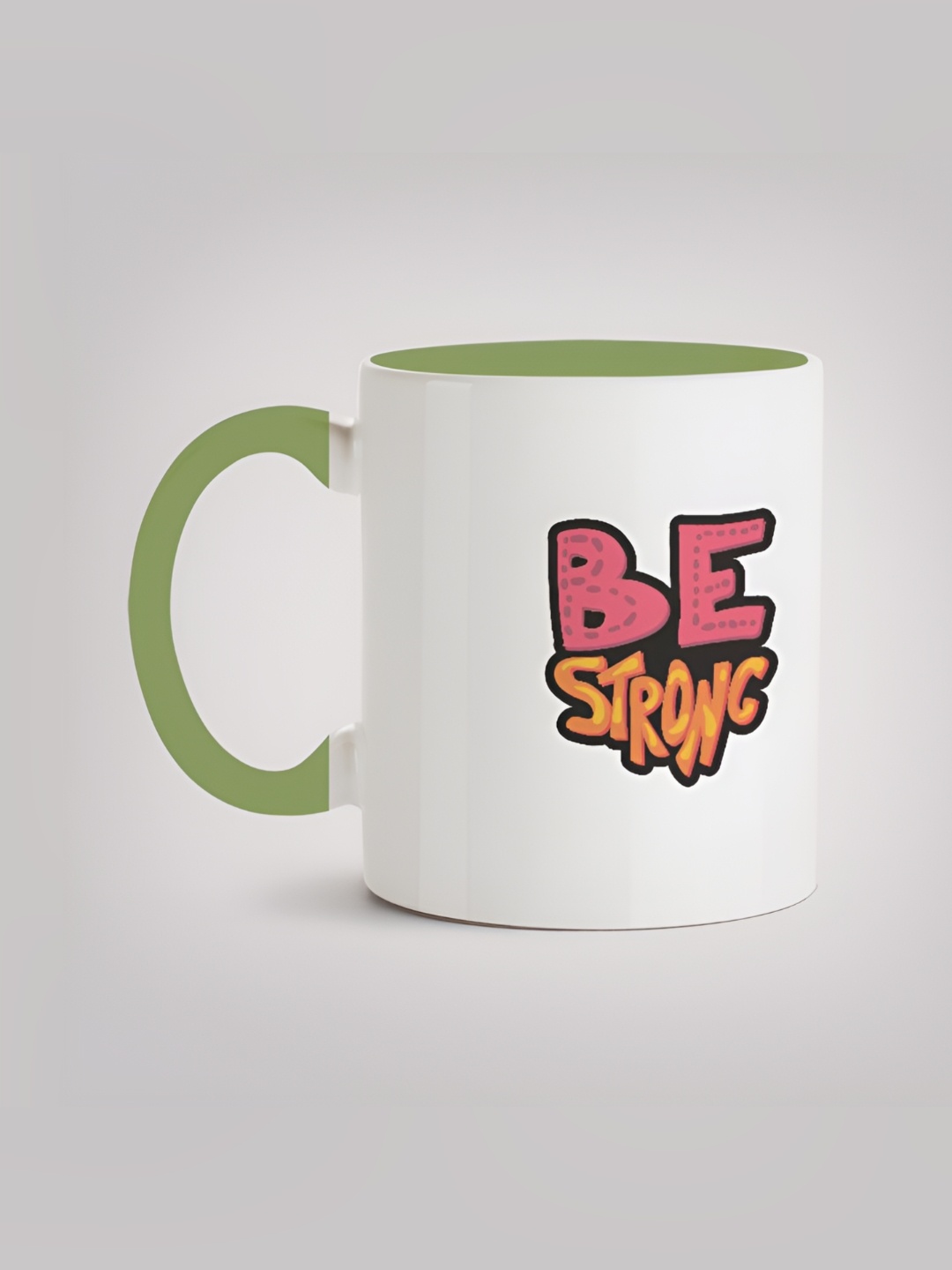 

MOTIVATE BOX White & Green Printed Glossy Ceramic Mugs 330 ml