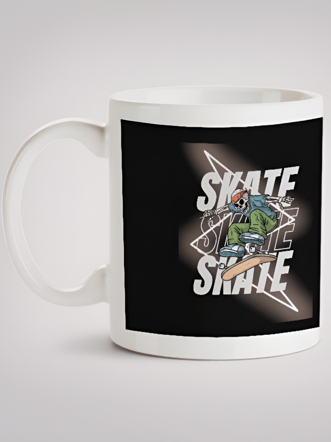 

MOTIVATE BOX White & Black Printed Ceramic Microwave Safe Glossy Mugs 330 ml