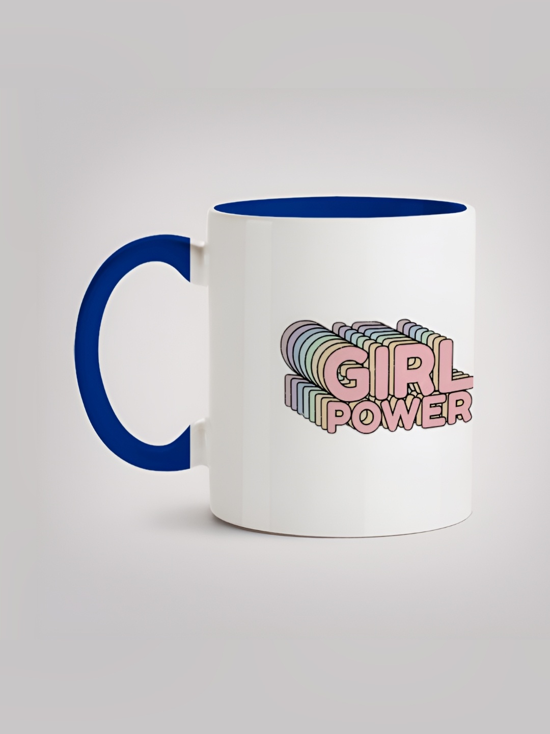 

MOTIVATE BOX White & Blue Printed Ceramic Glossy Mugs 330 ml