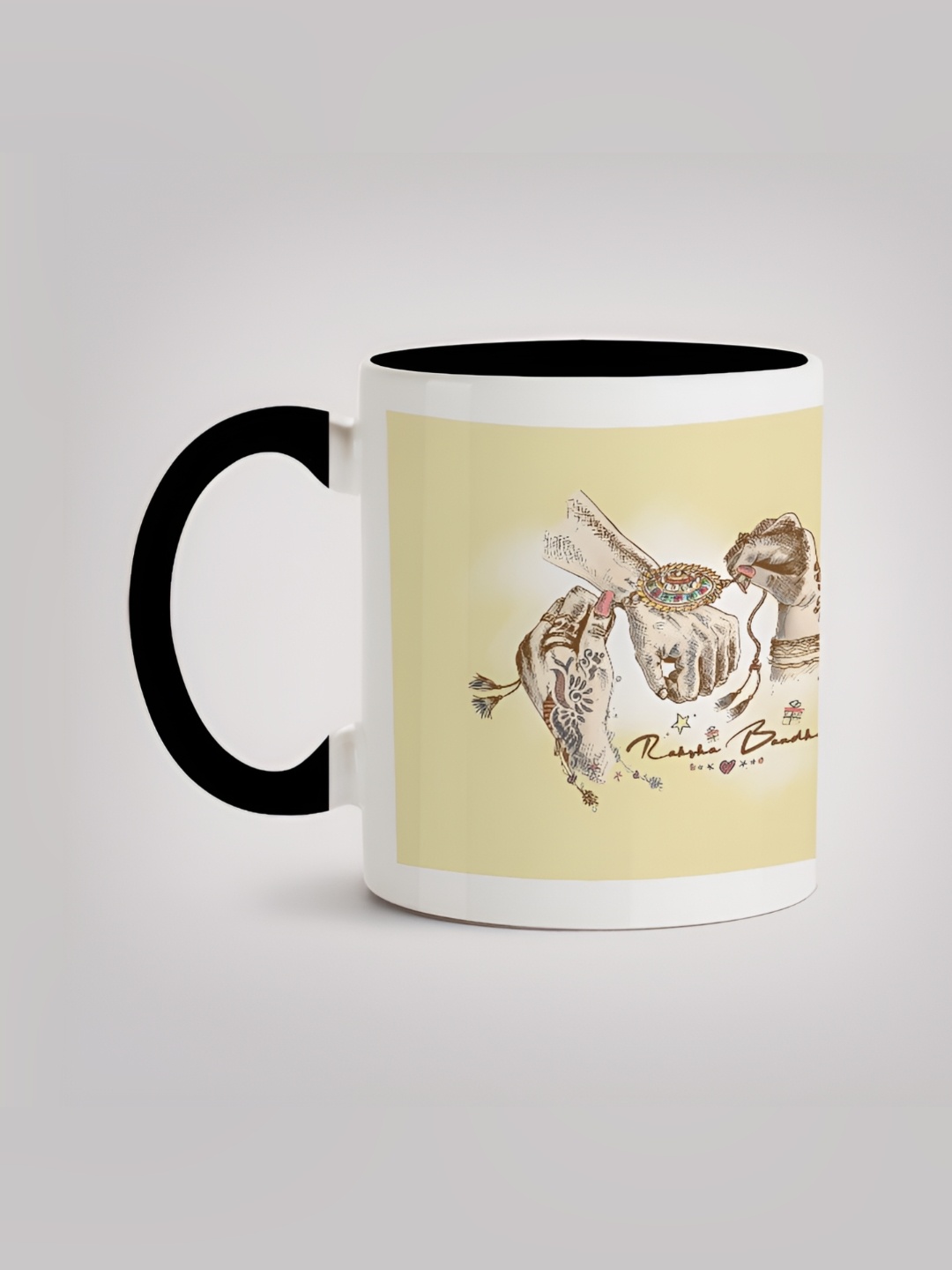 

MOTIVATE BOX White & Cream Printed Glossy Ceramic Mugs 330 ml