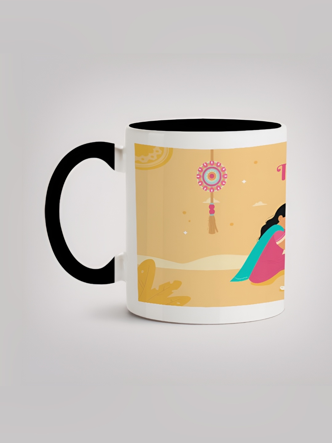 

MOTIVATE BOX Beige & Green Printed Ceramic Glossy Mug 330 ml