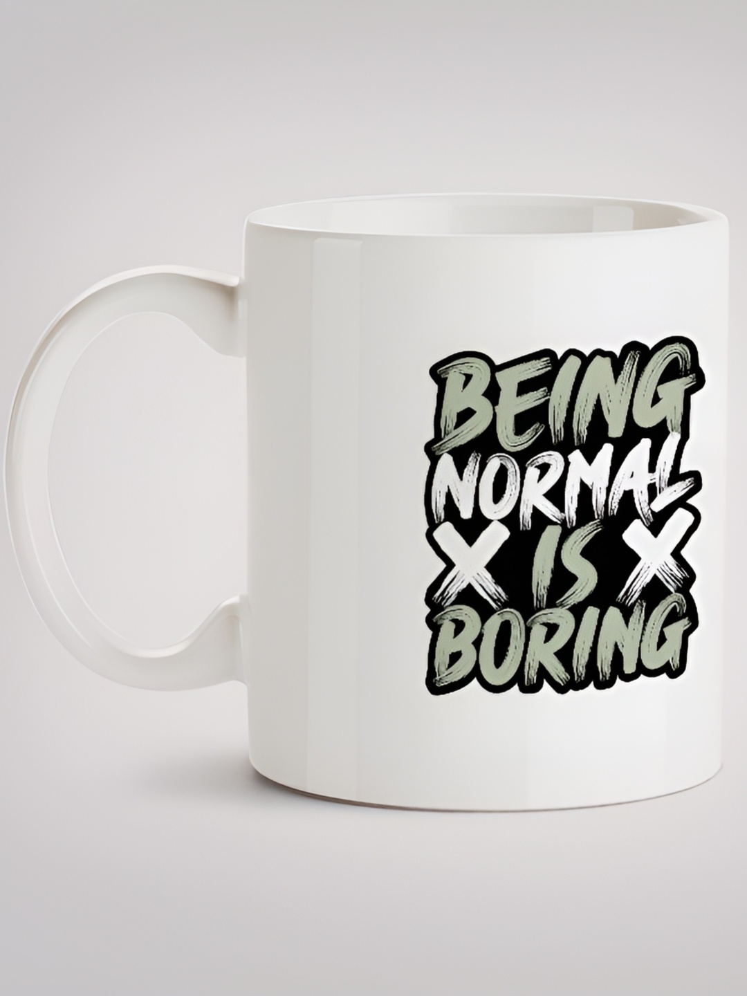 

MOTIVATE BOX White & Green Printed Ceramic Microwave Safe Glossy Finished Mug 330 ml
