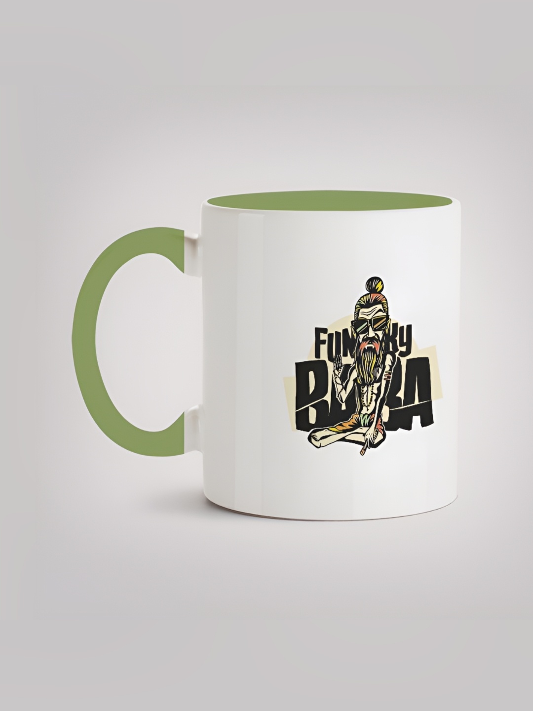 

MOTIVATE BOX White & Green Graphic Printed Ceramic Glossy Mug 330 ml