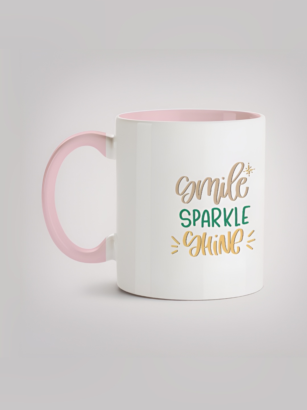 

MOTIVATE BOX White & Pink Text or Slogans Printed Ceramic Glossy Mugs 330 ml