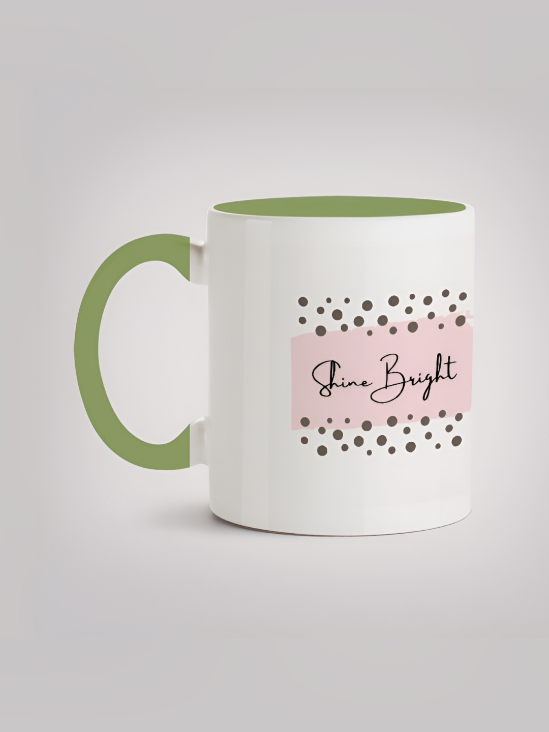

MOTIVATE BOX White & Green Printed Glossy Ceramic Mugs 330 ml