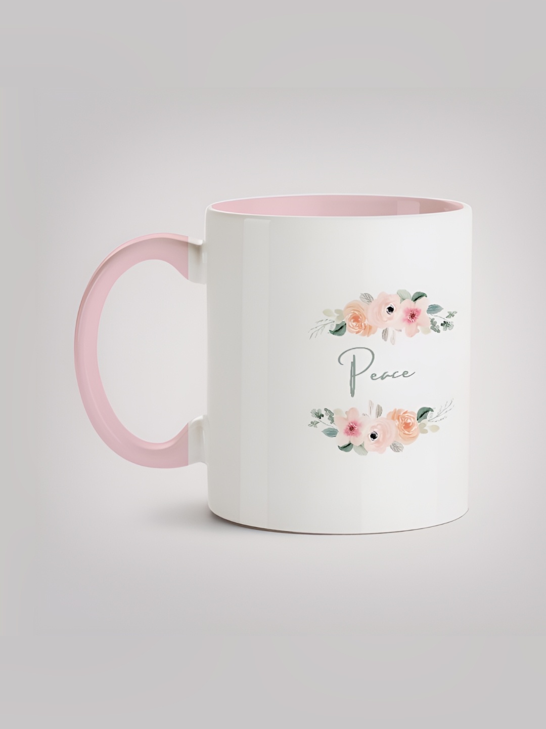 

MOTIVATE BOX White & Pink Printed Ceramic Glossy Mugs 330 ml