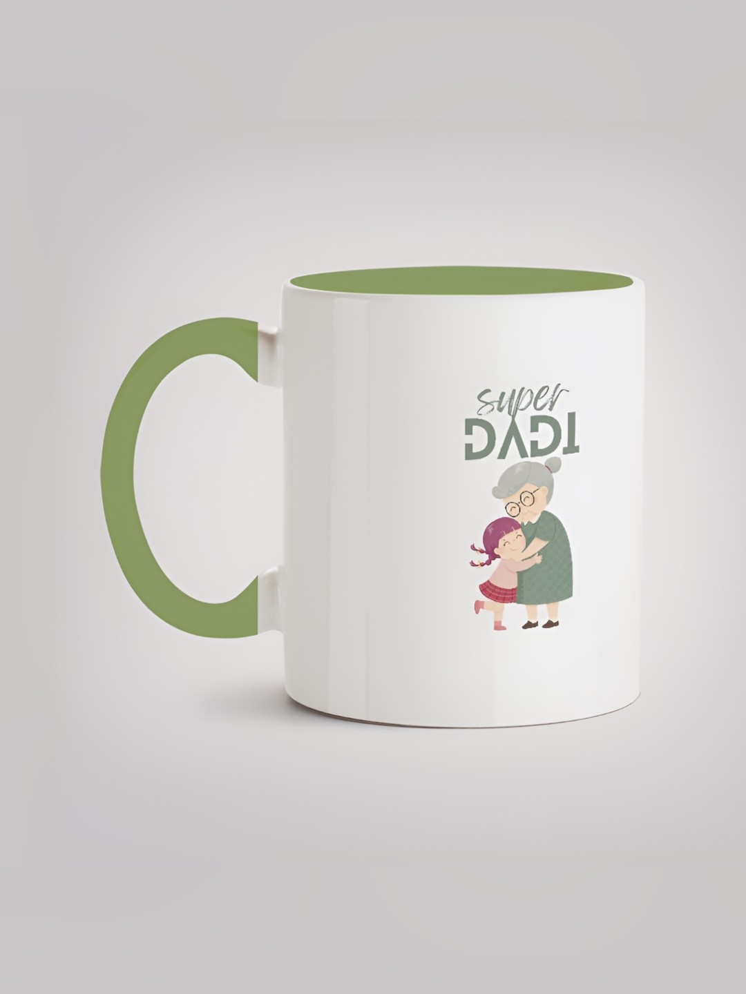 

MOTIVATE BOX White & Green Printed Ceramic Microwave Safe Glossy Mugs 330 ml