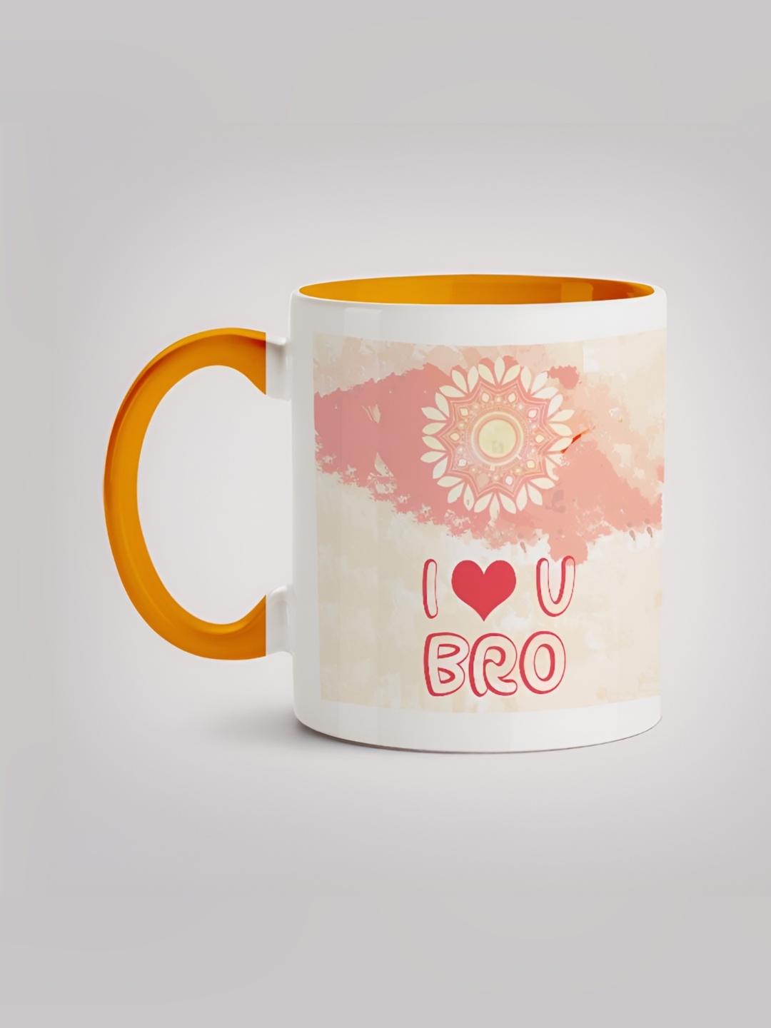 

MOTIVATE BOX Beige & Orange Printed Glossy Ceramic Mugs 330 ml