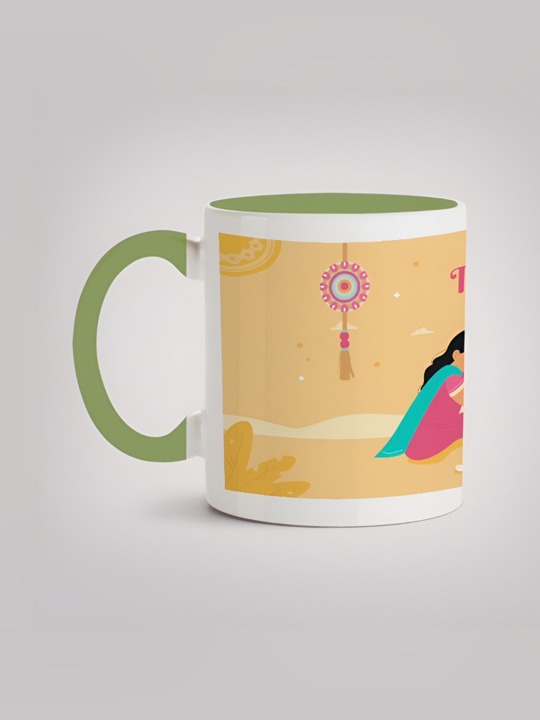 

MOTIVATE BOX Beige & White Printed Glossy Ceramic Mugs 330 ml