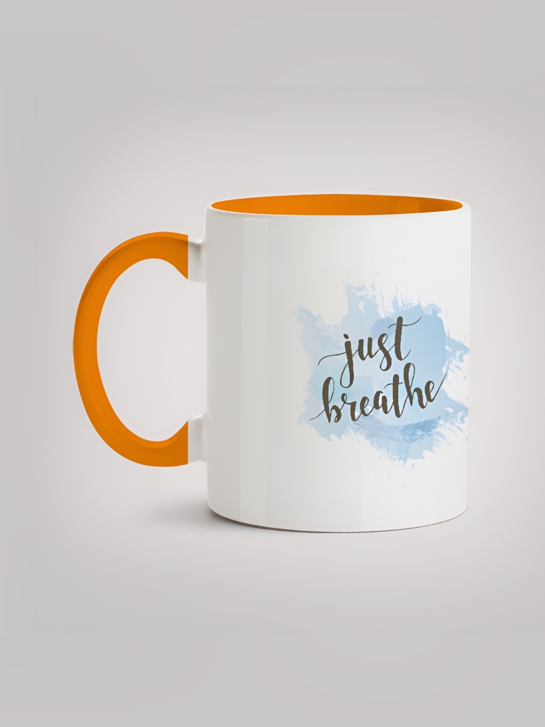 

MOTIVATE BOX White & Orange Printed Ceramic Glossy Mugs 330 ml