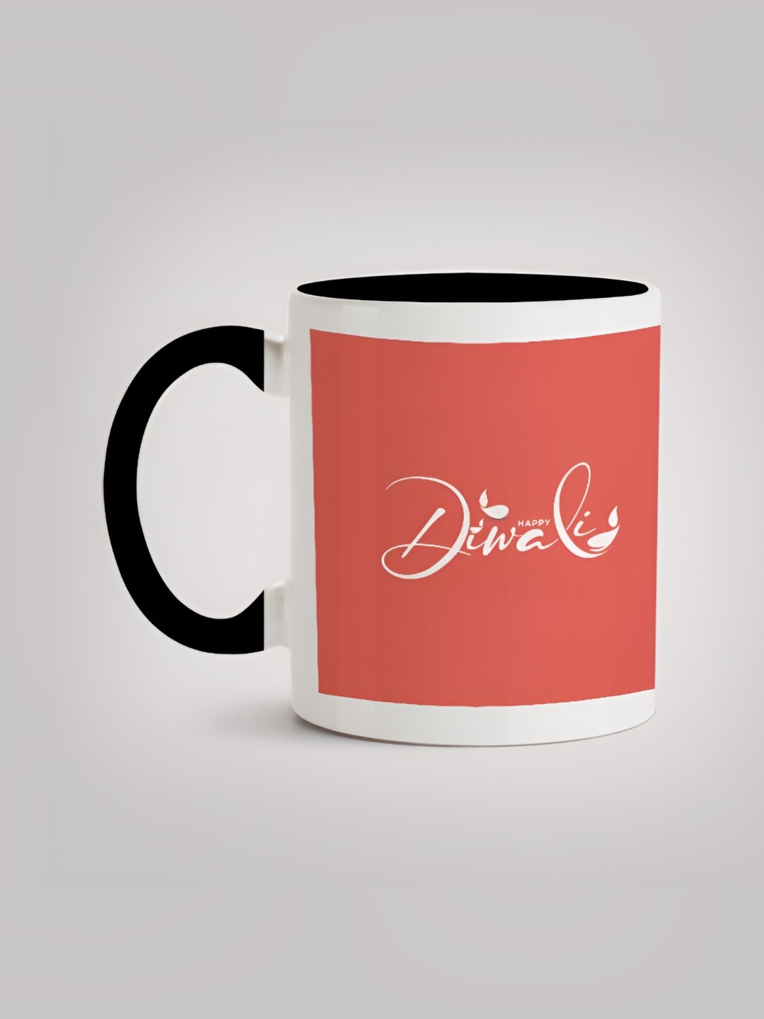 

MOTIVATE BOX White & Black Printed Glossy Ceramic Mug 330ml, Peach