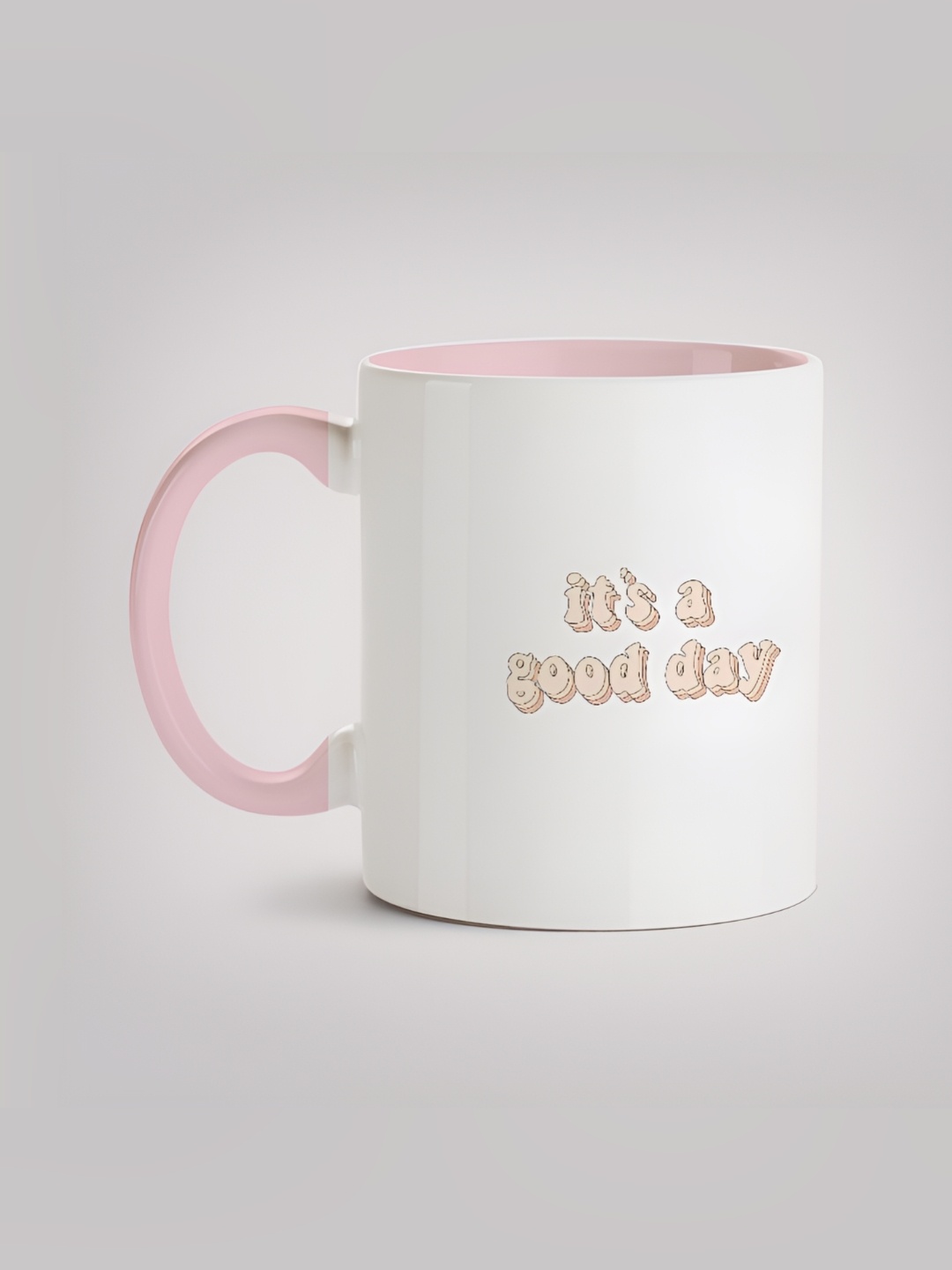 

MOTIVATE BOX White & Pink Printed Glossy Ceramic Mug 330ml, Brown