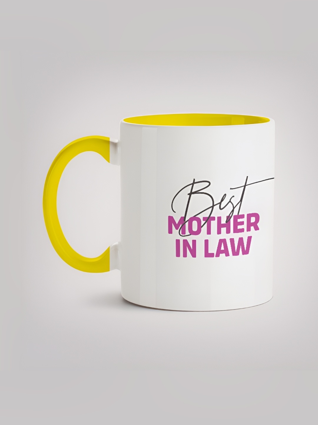 

MOTIVATE BOX White & Yellow Printed Glossy Ceramic Mug 330ml, Pink