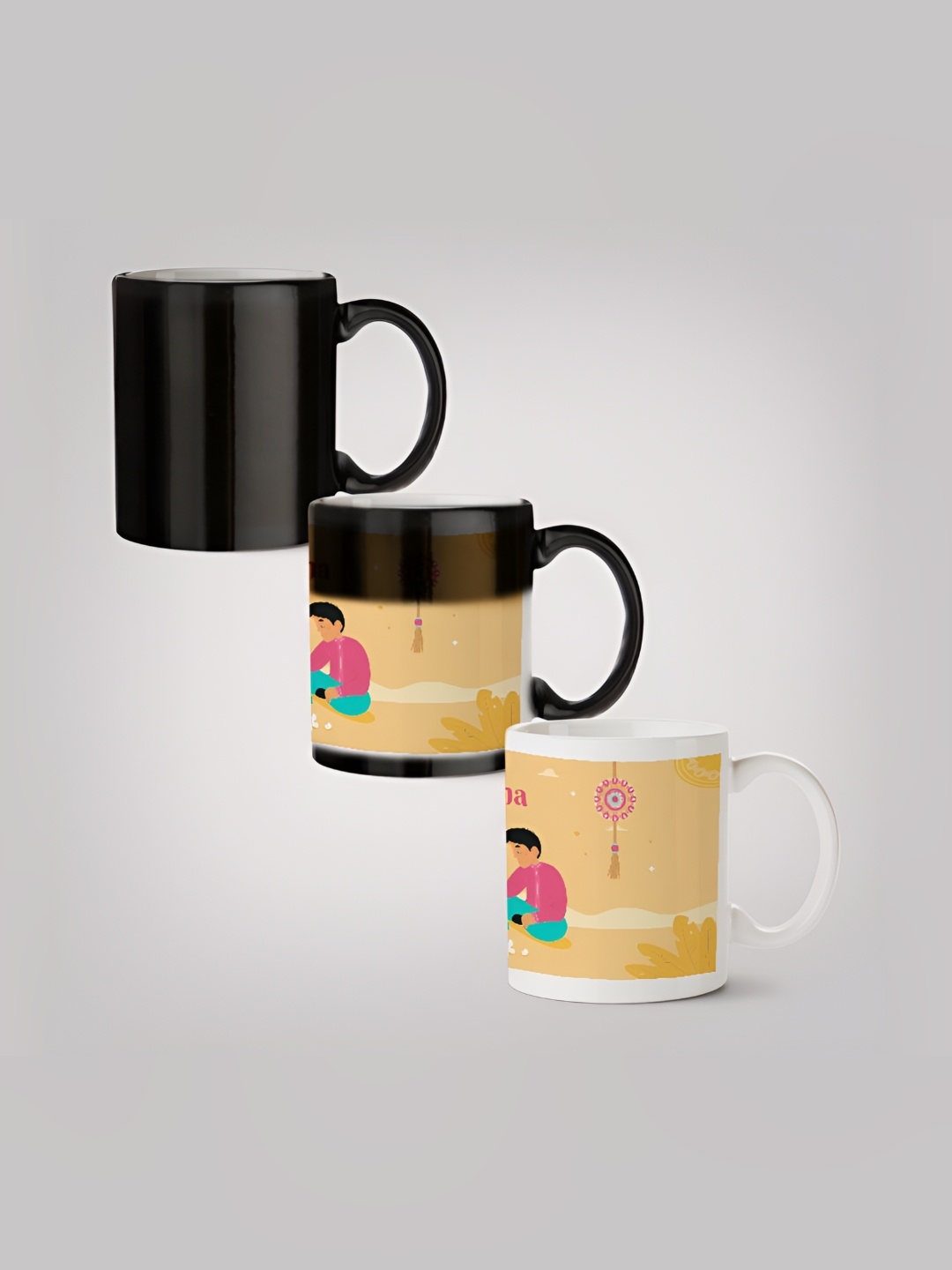 

MOTIVATE BOX White & Black Printed Ceramic Glossy Mugs Set of Cups and Mugs