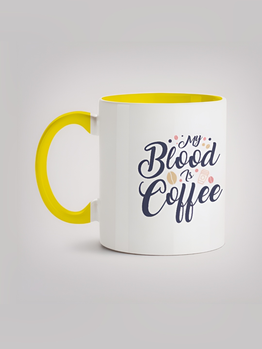 

MOTIVATE BOX White & Yellow Printed Glossy Ceramic Mugs 330 ml