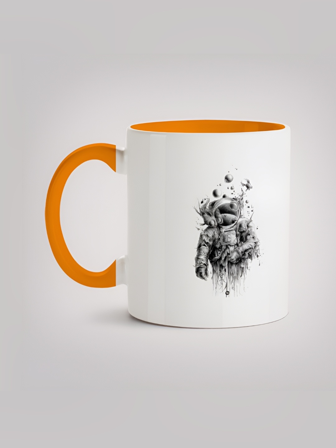 

MOTIVATE BOX White & Orange Printed Ceramic Glossy Mug 330ml