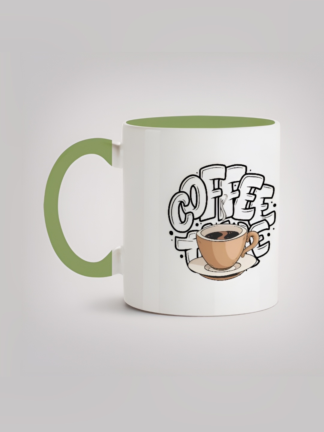 

MOTIVATE BOX White & Green Printed Glossy Ceramic Mugs 330 ml