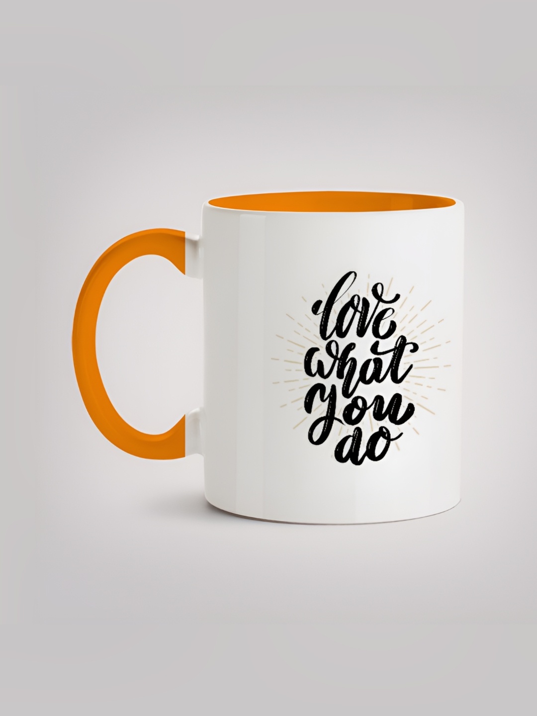 

MOTIVATE BOX White & Orange Printed Ceramic Glossy Mug 330 ml, Black