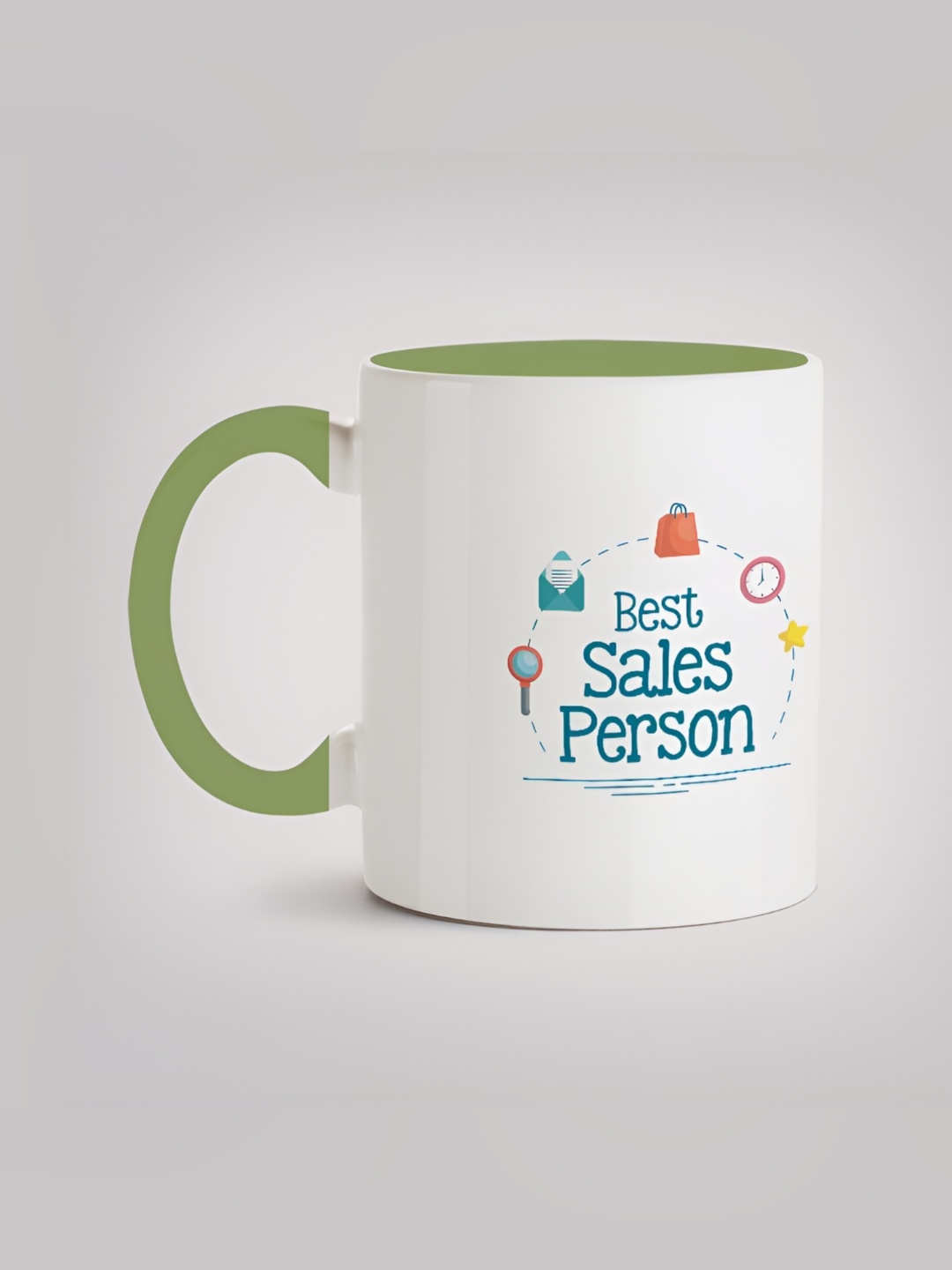 

MOTIVATE BOX White & Blue Printed Ceramic Glossy Mug 330 ml