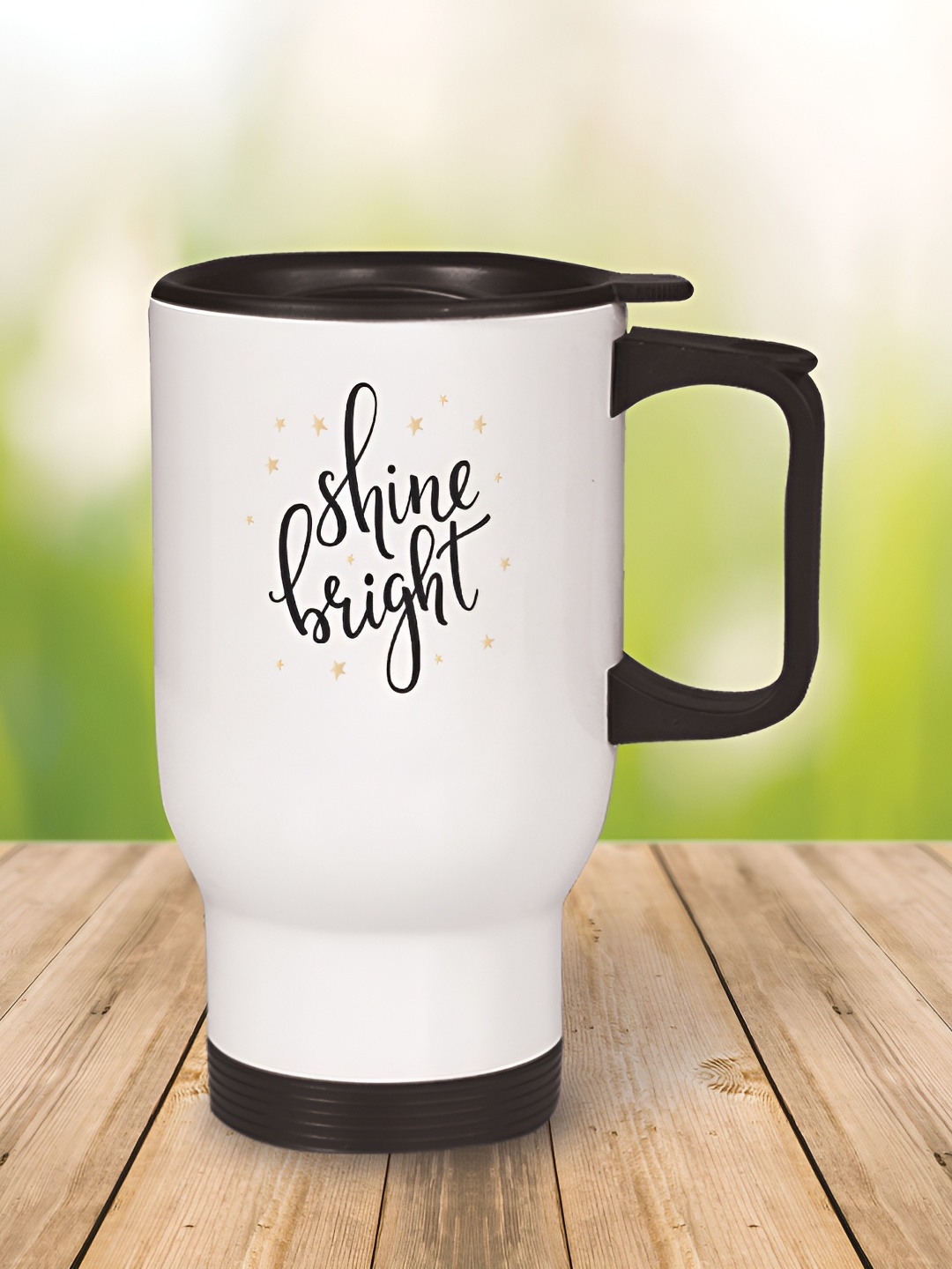 

MOTIVATE BOX White & Black Printed Stainless Steel Glossy Mugs Set of Cups and Mugs
