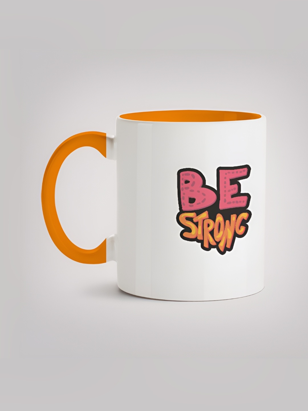 

MOTIVATE BOX White & Orange Ceramic Printed Mugs 330 ml