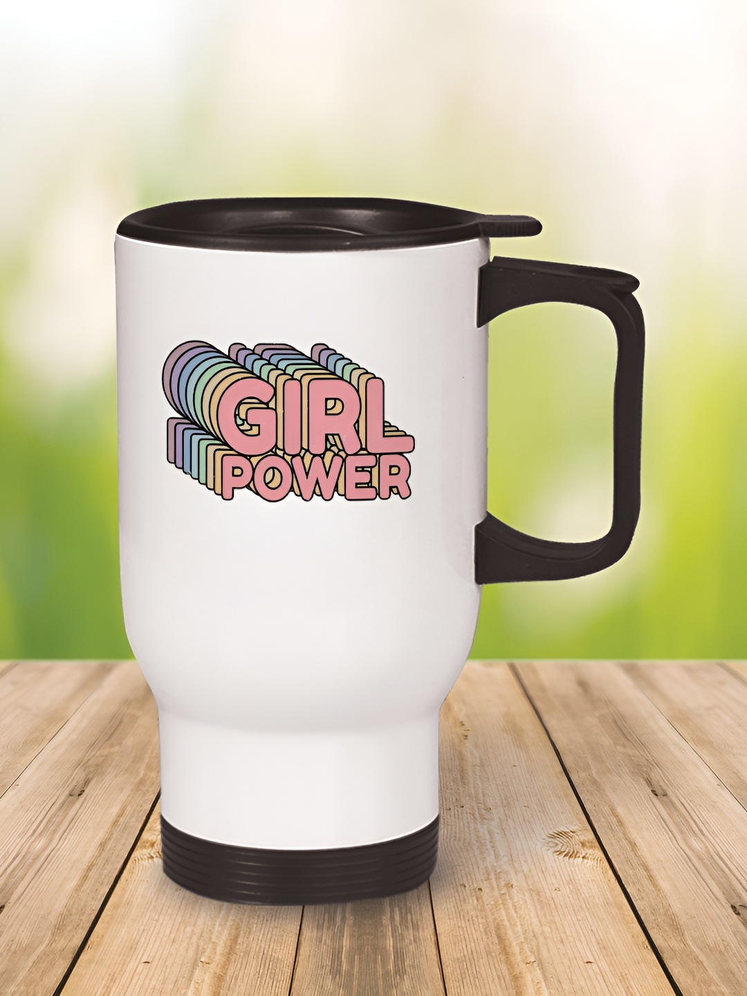 

MOTIVATE BOX White & Black Printed Stainless Steel Glossy Mugs 450 ml
