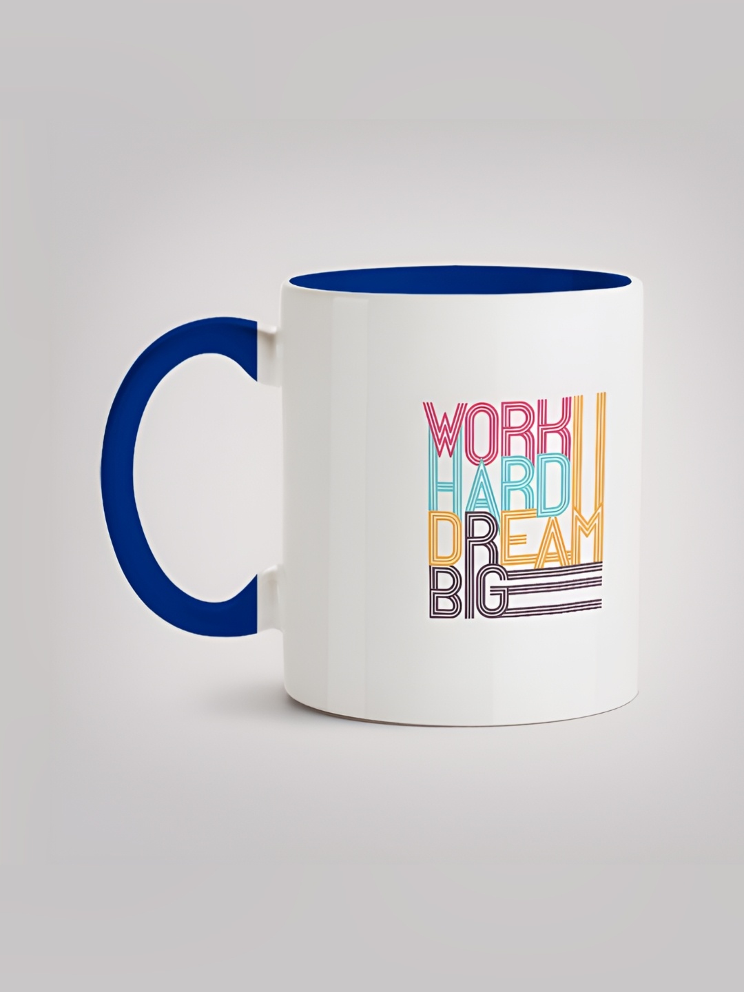 

MOTIVATE BOX White & Blue Printed Ceramic Glossy Mugs 330 ml