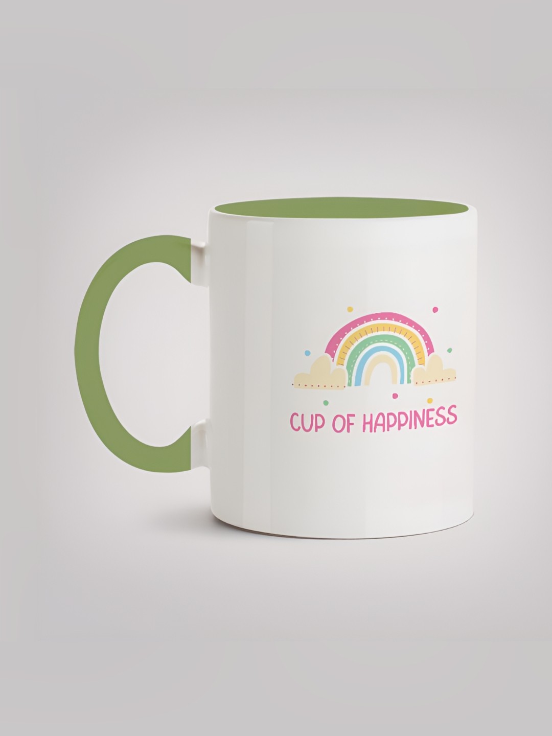 

MOTIVATE BOX White & Green Printed Ceramic Microwave Safe Glossy Finished Mug 330 ml