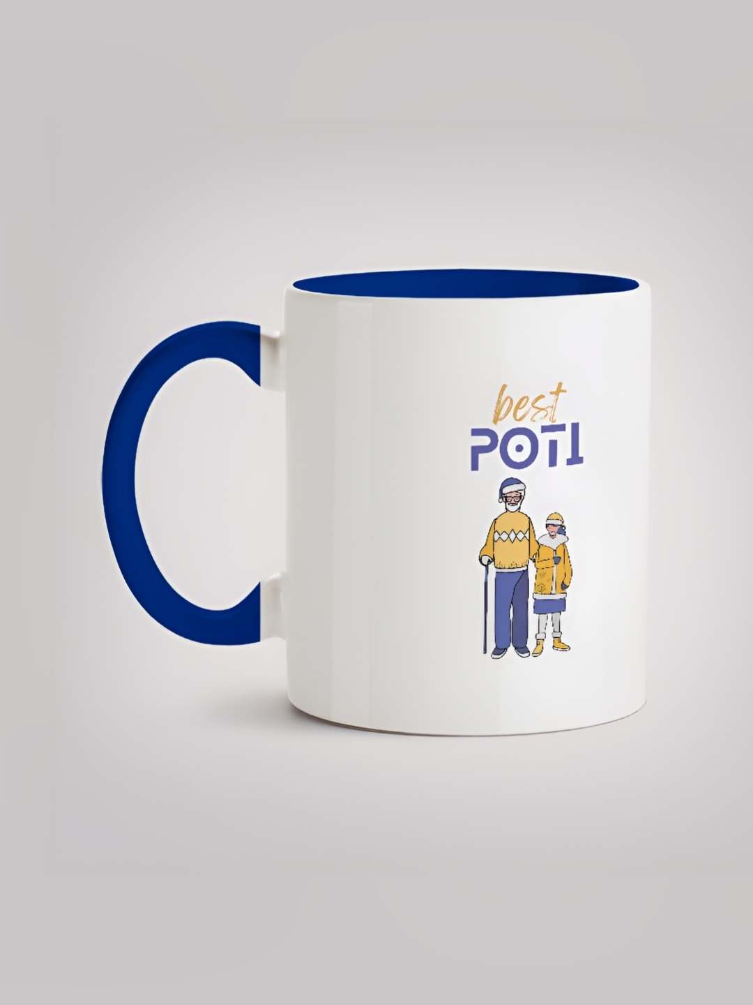 

MOTIVATE BOX White & Blue Printed Ceramic Glossy Mug 330 ml