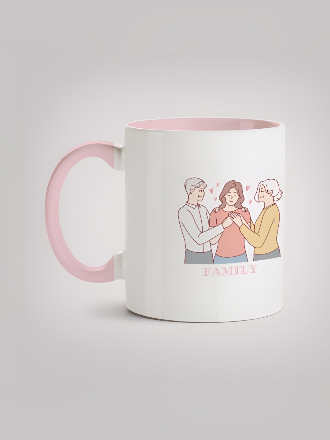 

MOTIVATE BOX White & Pink Printed Ceramic Microwave Safe Glossy Finished Mug 330 ml